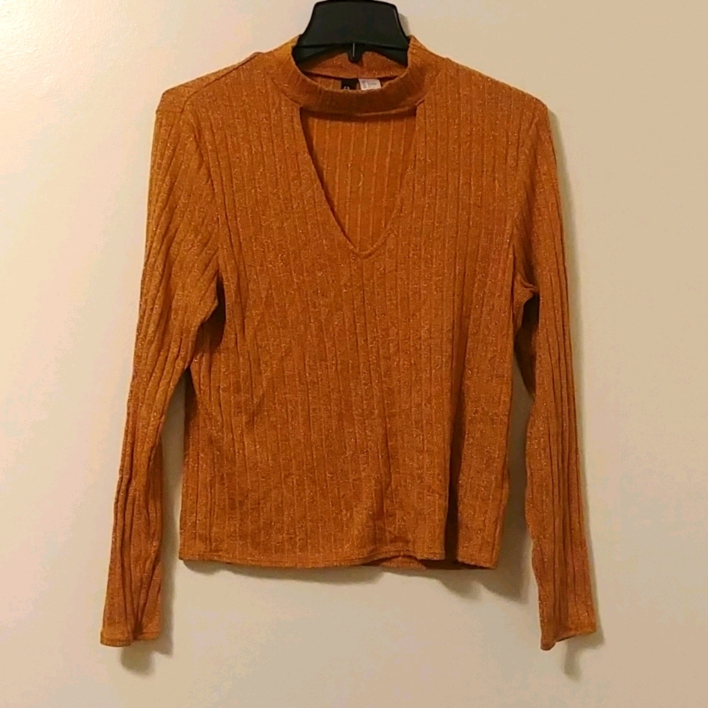 H&M Sparkly Gold Sweater w/ Cutout US L